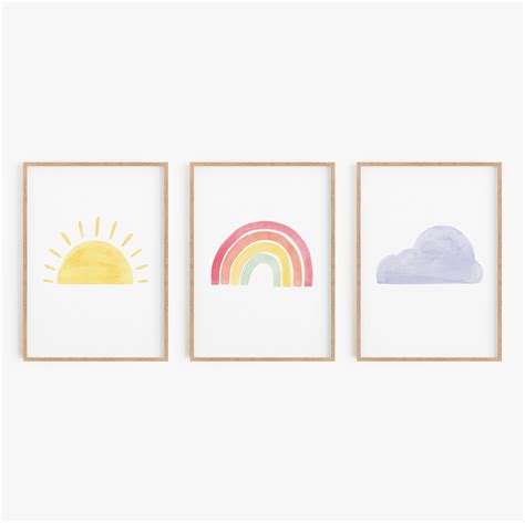 Rainbow Print Set Sun Rainbow Cloud Printable Rainbow | Etsy | Rainbow nursery art, Rainbow wall ...