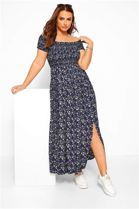navy and pink ditsy floral shirred maxi dress sizes 16 36 yours clothing