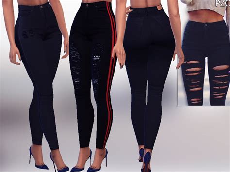 The Sims Resource Black Ripped Denim Jeans