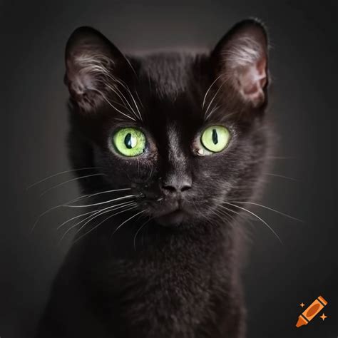 Black Kitten With Four Green Cat Eyes On Craiyon