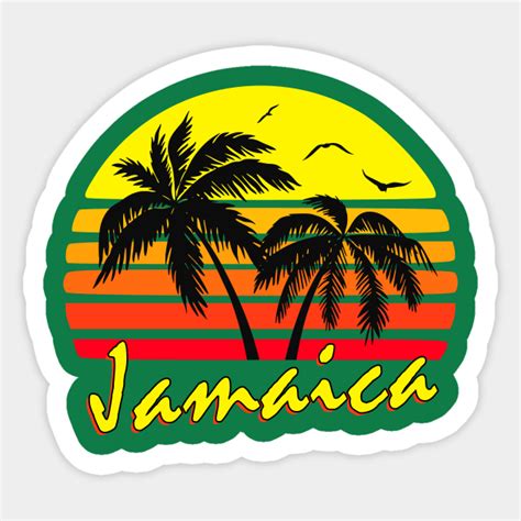 Jamaica Retro Sunset Jamaica Sticker Teepublic