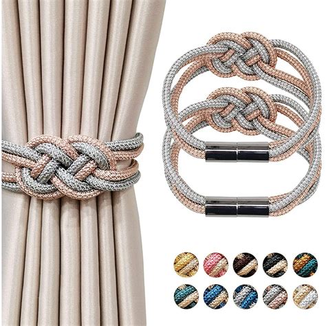 2 Pieces Magnetic Curtain Tiebacks 2 Colors Braided Curtain Tie Back