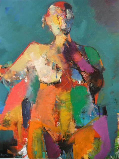 Abstract Female On Green Painting By Dan Boylan