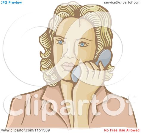 Cartoon Of A Retro Woman Talking On A Telephone Royalty Free Vector Clipart By Any Vector 1151309