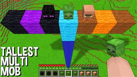 How To Spawn A Tallest Multi Mob In Minecraft Giant Villager And Zombie And Enderman Youtube