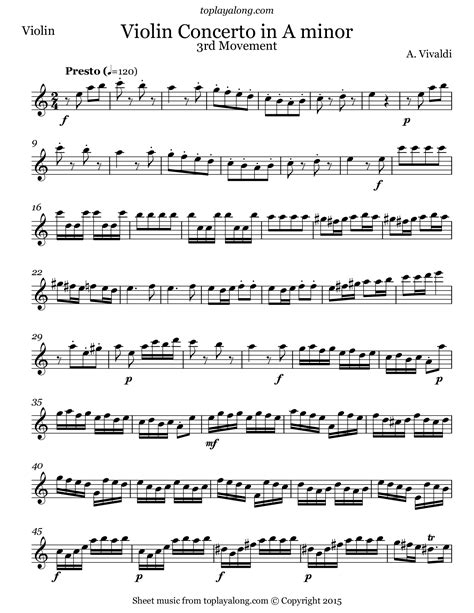 Violin Concerto In A Minor Iii Presto