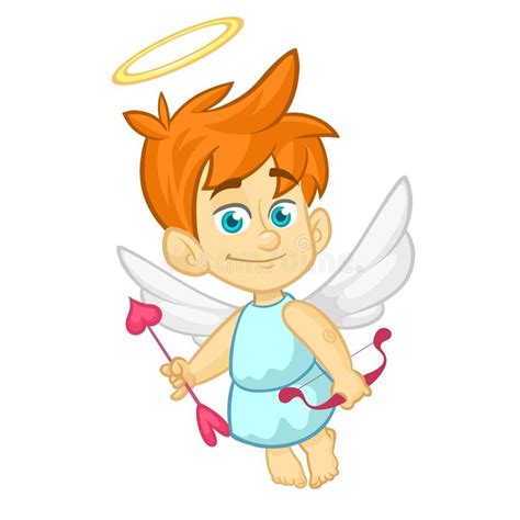 funny cartoon cupid with bow and arrow illustration of a valentine`s day vector isolated