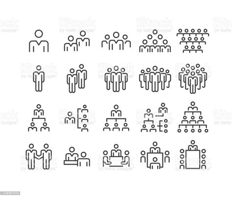 Business People Icons Set Classic Line Series Stock Illustration