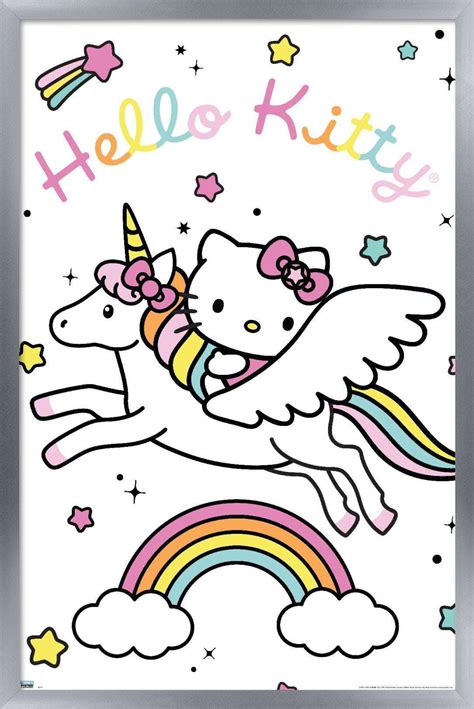 Hello Kitty Unicorn Wall Poster 14725 X 22375 Framed
