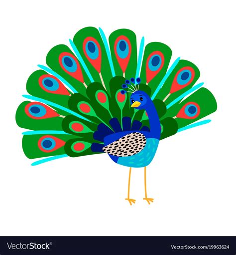 Cartoon Peacock Bird Icon Royalty Free Vector Image