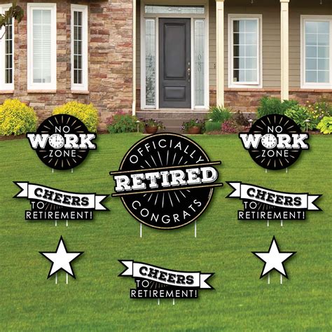 Happy Retirement Shaped Outdoor Lawn Décor With Stakes Printed On