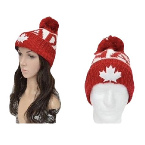 Beanie Hat Canada Tuque Canadian Flag Toque Knitted Winter Hats Etsy