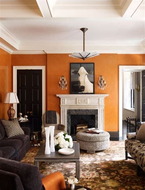 Love The Orange Walls And White Mantel Shop For Fabulous Home Decor At