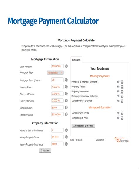 Free 6 Payment Calculator Mortgage Samples In Pdf Excel