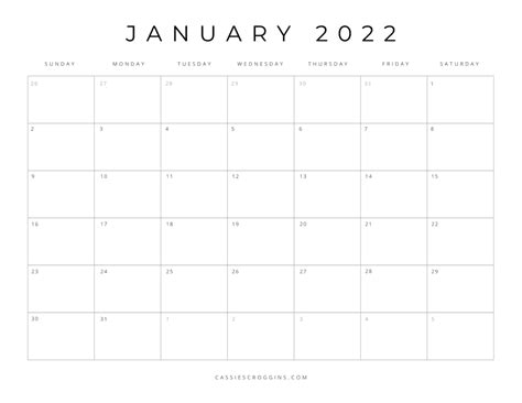 January Calendar Template Printable Template Calendar