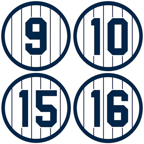 New York Yankees Retired Number Vinyl Decal 21 Piece Set New Etsy