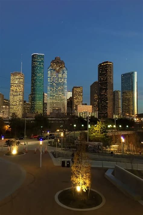 Skyline Of Houston In The Evening Stock Image Image Of Office County