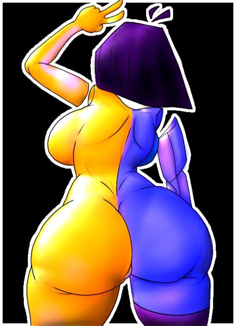Rule 34 Artist Request Ass Back View Backboob Big Ass Black Hair Blue Skin Breasts Ena From