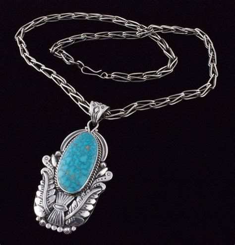 Natural Kingman Web Turquoise Necklace Sterling Silver Pendants