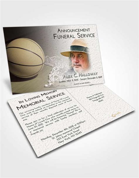 Obituary Funeral Template Gatefold Memorial Brochure Evening Basketball