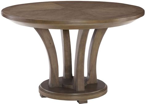 The standard measurement for round dining tables is diameter (dia). Park Studio Weathered Taupe 48" Round Dining Table from ...