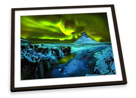 Iceland Northern Lights Green Framed Art Print Picture Poster Artwork