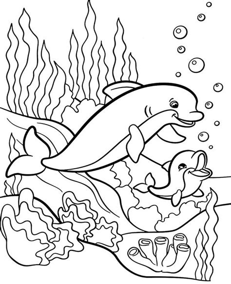 Two Dolphins Coloring Page To Print Or Download For Children Animal