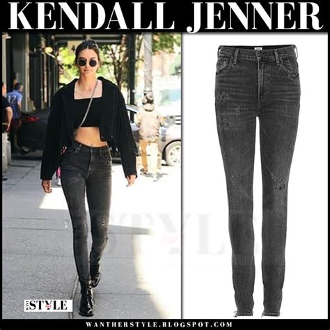 kendall jenner in grey skinny jeans and black jacket in new york on july 11 ~ i want her style