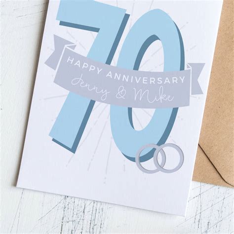 Personalised 70th Platinum Wedding Anniversary Card By Small Dots