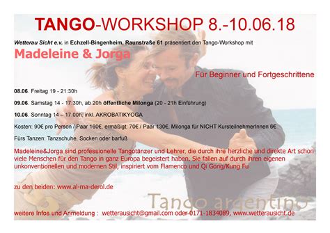Tango Workshop Milonga Vom Bis Wetterausichts Webseite