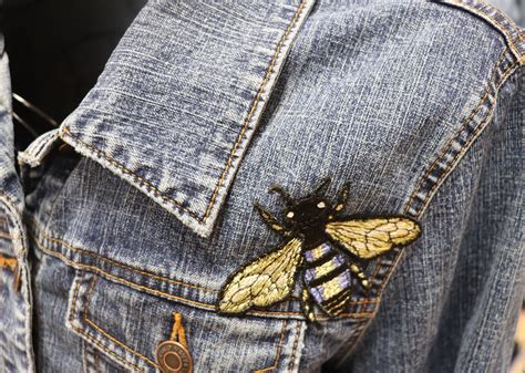 Embellished Denim Jacket/ Boho Jacket/ Applique Denim Women's Jacket/Festival Jacket/Bees Motifs