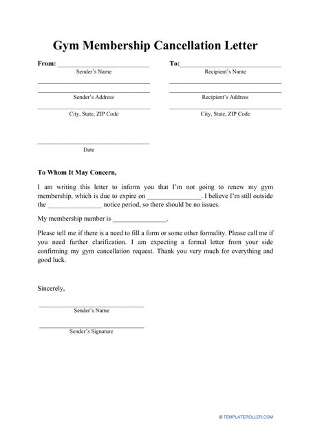 Gym Membership Cancellation Letter Template Download Printable Pdf 11