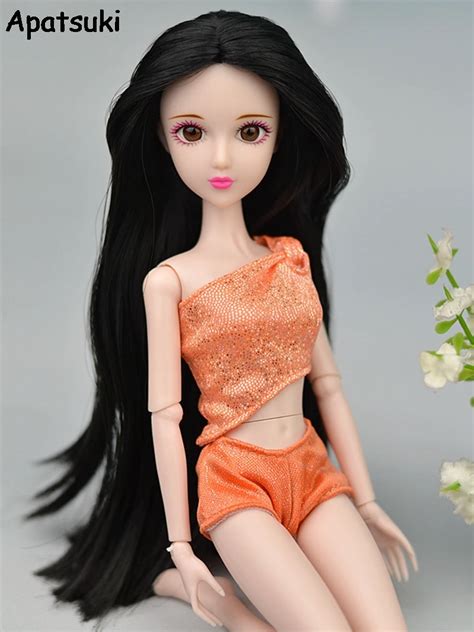 Orange Doll Accessories Handmade Bikini Top Pant Swimwear Clothes Outfits For Barbie Clothes