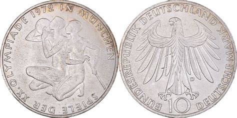 Germany Federal Republic 10 Mark 1972 D Coin Munich Olympics Munich Au55 58 Ma Shops