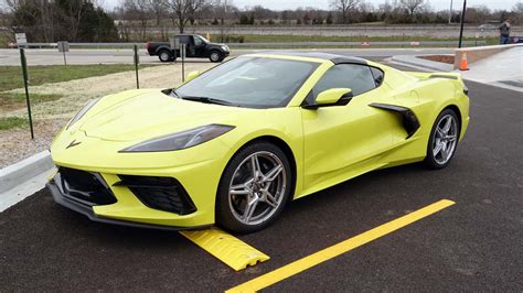 Pics 2020 Corvette Stingray Coupe In Accelerate Yellow With Black