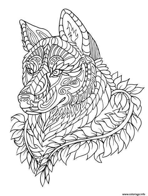 Coloriage Loup Wolf Adulte Zentangle Animaux Dessin Adulte à Imprimer