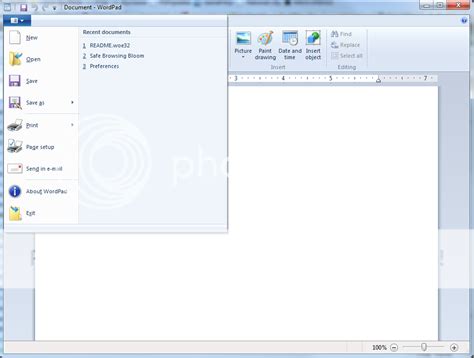 Windows 7 Wordpad Showing File Menu Photo By Ryocabbit Photobucket