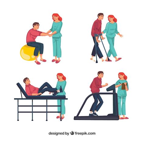 Free Vector Several Physiotherapy Exercises