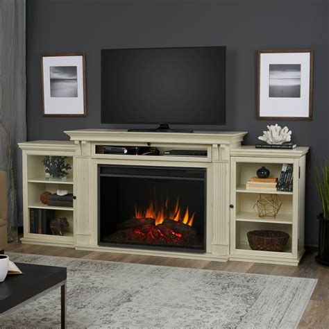 Tracey Grand Entertainment Electric Fireplace In Distressed White By