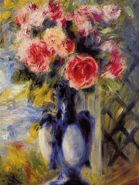 Roses In A Blue Vase By Pierre Auguste Renoir Hand Painted Etsy