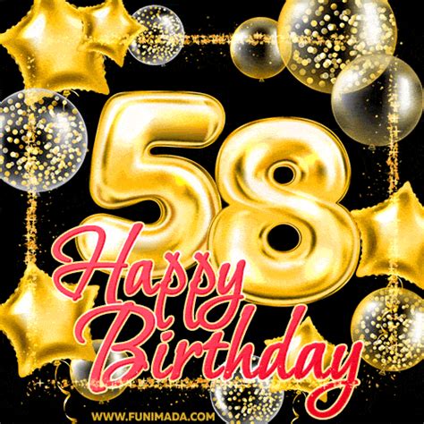 Wishing You Many Golden Years Ahead Happy 58th Birthday Animated