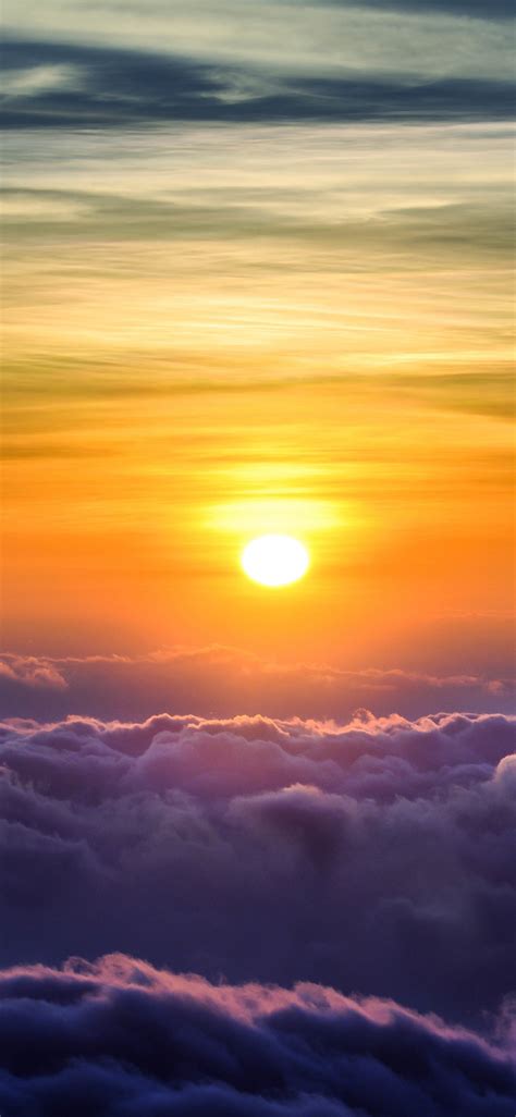 Download 1125x2436 Wallpaper Above The Clouds Nature Sunset Sky
