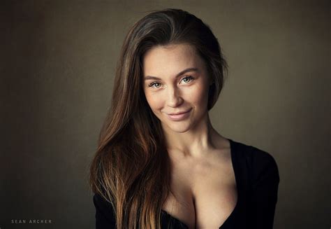 Women S Black Top Olga Katysheva Women Sean Archer Portrait Simple Background HD Wallpaper