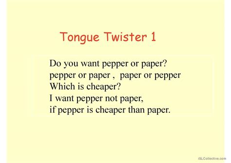 Simple Tongue Twister English Esl Powerpoints