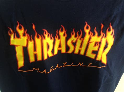 Thrasher Flame Brand New Short Sleeve T Shirt Dark Blue Ebay