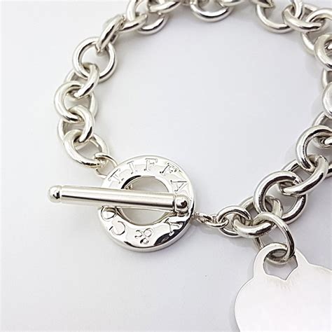 Tiffany And Co 925 Sterling Silver Heart Charm Toggle Bracelet 90 ⋆