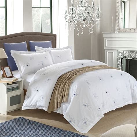 Romantic White Dandelion Modern Chic Full Queen Size Bedding Sets
