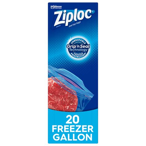 Ziploc Brand Freezer Gallon Bags With Grip N Seal Technology 20 Count