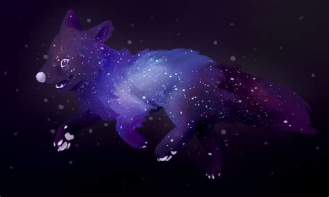 Purple and white galaxy digital wallpaper, sea, night, stars. Galaxy fox by flameyart on DeviantArt