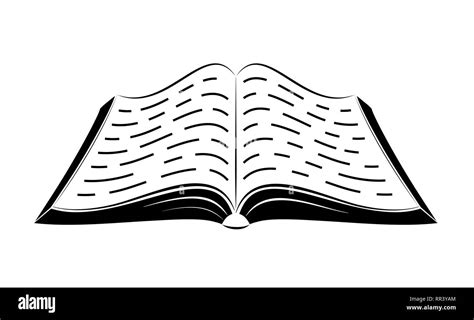 An Open Book On The Table Simple Black Outlines Logo Or Emblem Of A
